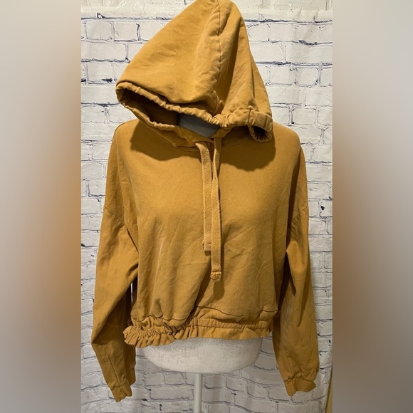 ZARA Hoodie Mustard Yellow Sweatshirt Size Medium - Picture 1 of 7